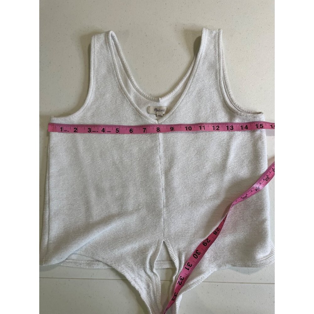 Madewell Womens White Textured Tie Front Tank Top Size XS Minimalist Basic Y2K - Picture 5 of 14